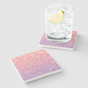 Rose pink purple lavender faux sparkles glitters stone coaster