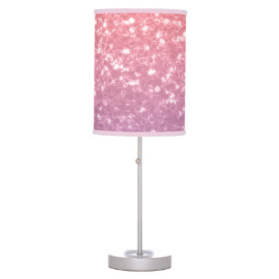 Rose pink purple lavender faux sparkles glitters table lamp