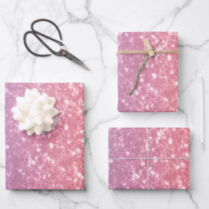 Rose pink purple lavender faux sparkles glitters wrapping paper sheets