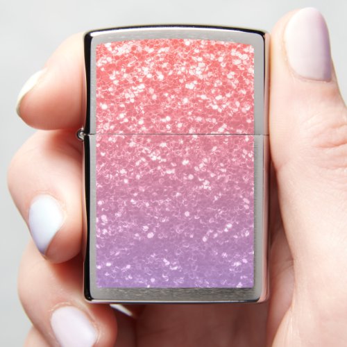 Rose pink purple lavender faux sparkles glitters zippo lighter