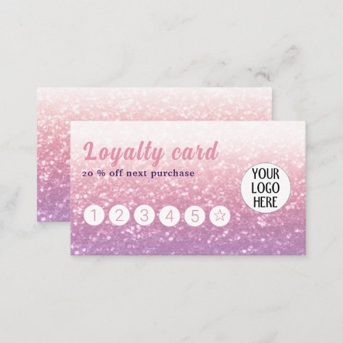 Rose pink purple lavender sparkles glitters logo loyalty card