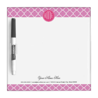 Rose Pink Quatrefoil with Custom Monogram Dry-Erase Board