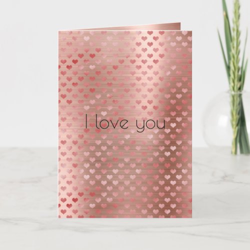 Rose Pink Red Hearts Ombre Card