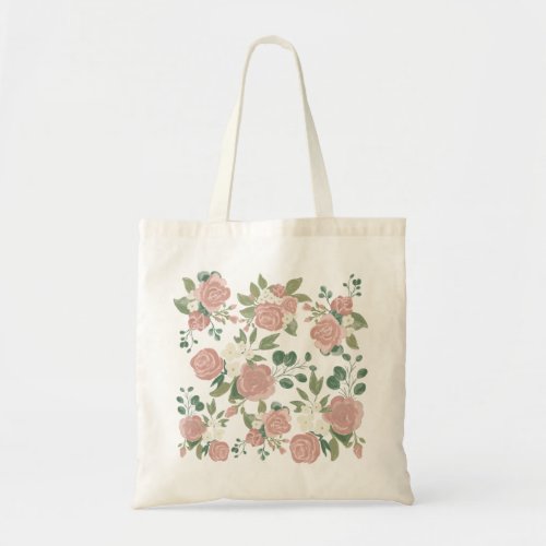 Rose Pink Romantic Floral   Tote Bag