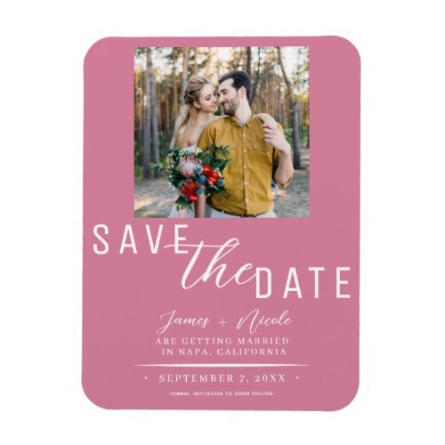 Rose Pink Save the Date Photo Wedding Magnet