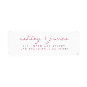 Rose Pink Script Elegant Wedding Return Address Label