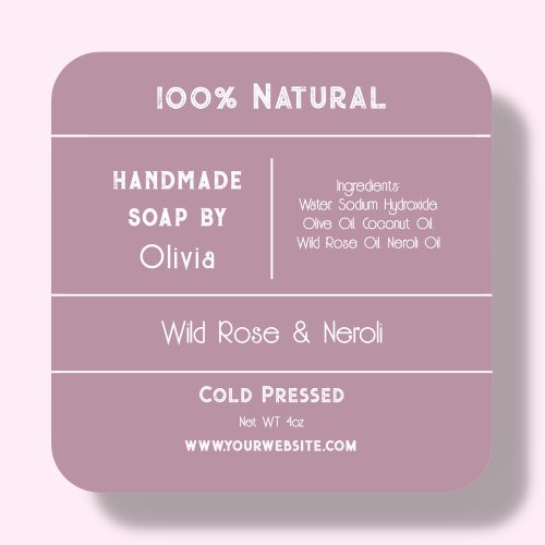 Rose Pink  Soap Ingredient Product Labels