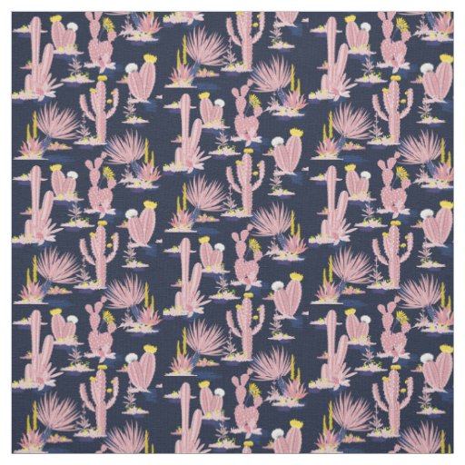 Rose Pink Southwest Desert Cactus  Fabric