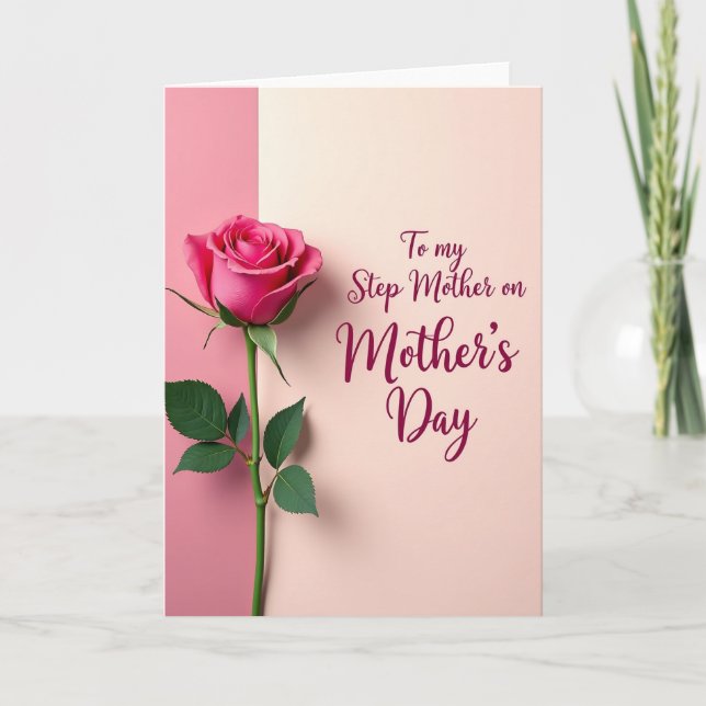 Rose Pink Step Mothers Day Card (Front)