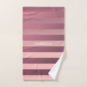 Rose Pink Stripes Bath Towel Set
