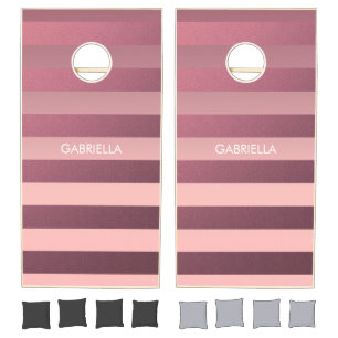 Rose Pink Stripes Cornhole Set