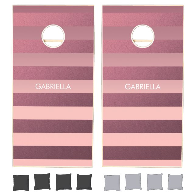Rose Pink Stripes Cornhole Set (Set)