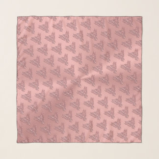 Rose pink stylized phoenix with embossed effect scarf