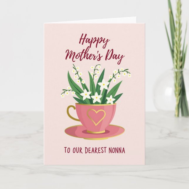 Rose Pink Teacup Mothers Day Card (Front)