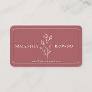 Rose Pink Terracotta Beige Framed Flower Business Card