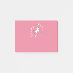 Rose Pink Unicorn Center Glow Post-it Notes