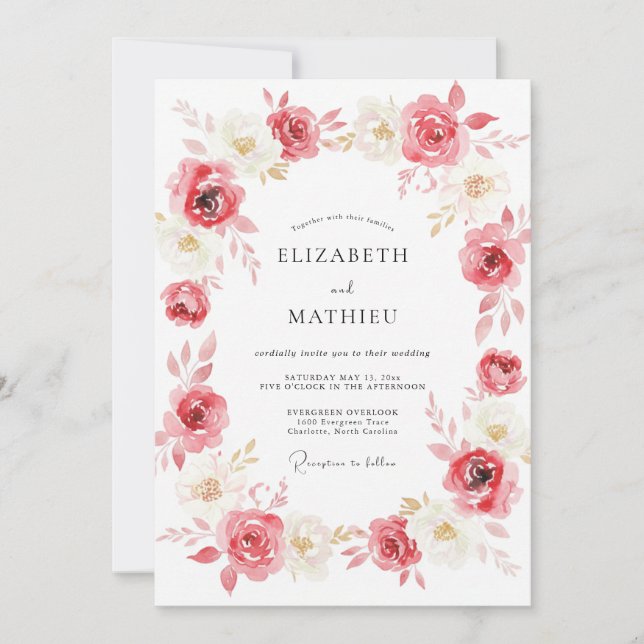 Rose Pink Vibrant Spring Wedding Invitation (Front)