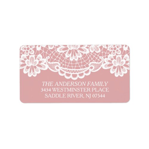 Rose Pink Vintage Lace Return Address Label