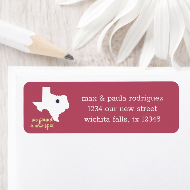 Rose Pink We Found a New Spot - Texas Moving Label (Insitu)