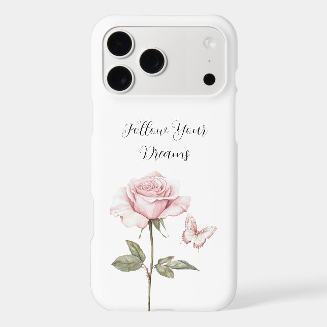 Rose Pink White Butterfly Dreams iPhone Case (Back)