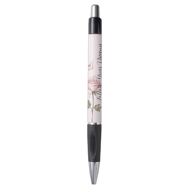 Rose Pink White Butterfly Dreams Pen (Front Vertical)