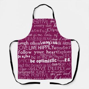 Rose Pink White Inspirational Words Christmas Apron