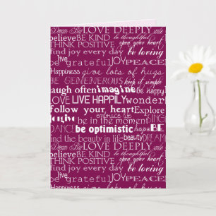 Rose Pink White Inspirational Words Christmas Card