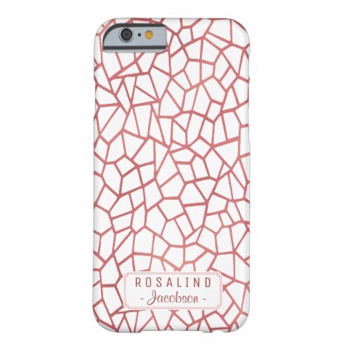 Rose Pink White Shattered Geometric Deco  Name Barely There iPhone 6 Case