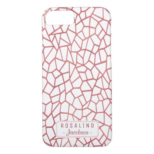 Rose Pink White Shattered Geometric Deco  Name iPhone 87 Case