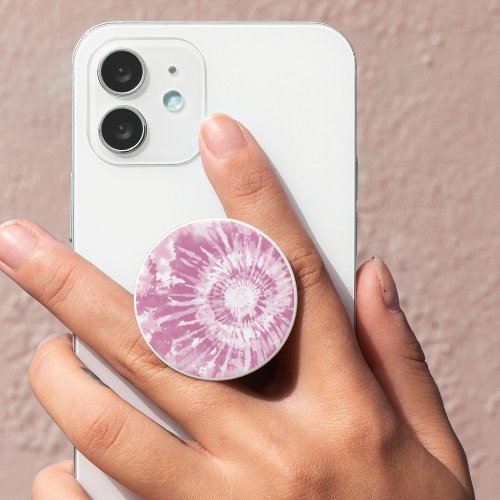 Rose Pink  White Tie Dye Pattern PopSocket