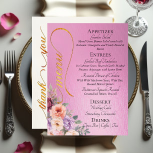 Rose Pink - Wildflowers, Monogram & Thank You  Menu