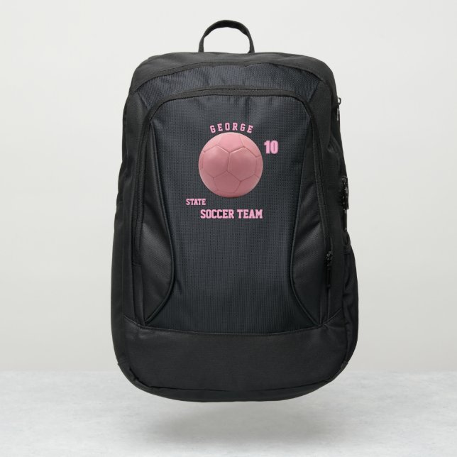 Rose pink women's soccer team sport school         port authority® backpack (Front)