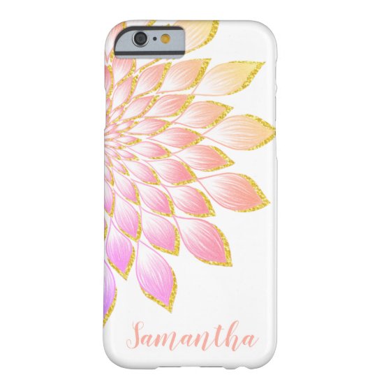 Rose Pinks Gold Glitter Floral Mandala Barely There iPhone 6 Case