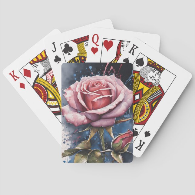 Rose Playing Cards Watercolor Poker Cards (Back)