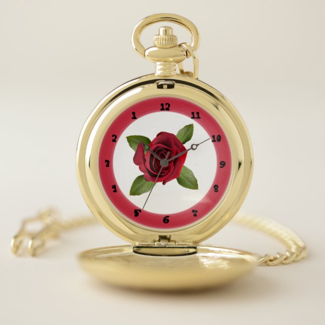 Rose Pocket Watch w/Numbers (Inside)