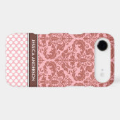 Rose Polka Dot Damask Pattern iPhone 4 Case-Mate Case (Back (Horizontal))