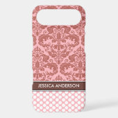 Rose Polka Dot Damask Pattern iPhone 4 Case-Mate Case (Back)