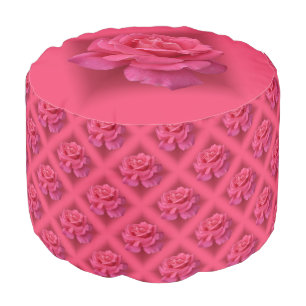 Rose Pouf Ottoman Pink Rose Pillow Footstool