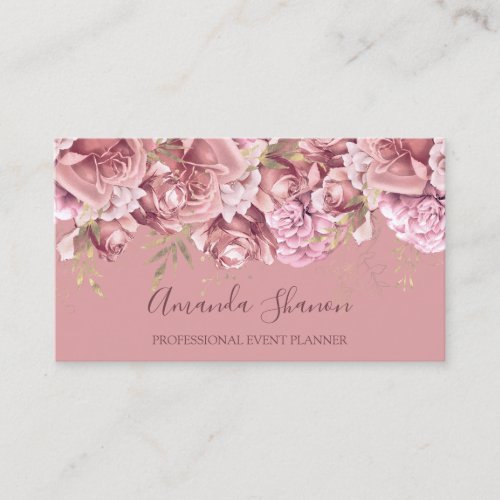 Rose Powder Flower Glam Event Planner QRCODE  Business Card