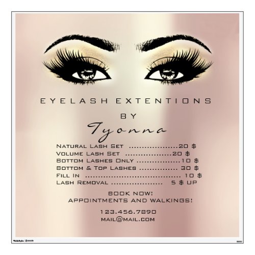 Rose Price List Eyes Makeup Lashes Champaigne Wall Decal