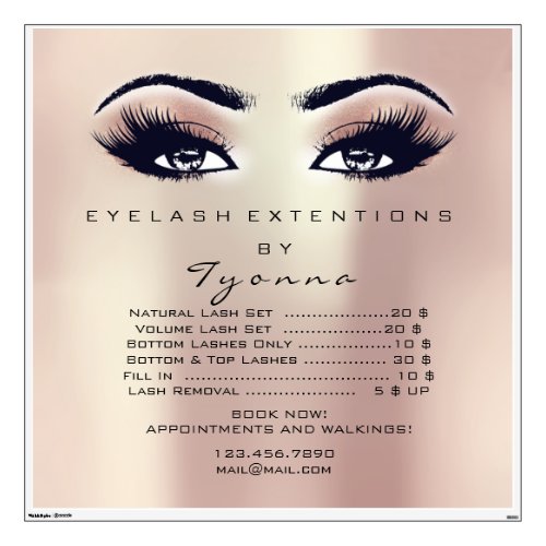 Rose Price List Eyes Makeup Lashes Extension Studi Wall Decal