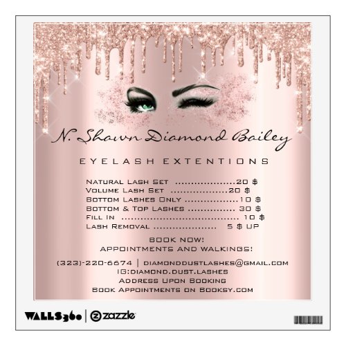 Rose Price List Green Eyes Makeup Lashes Extension Wall Decal