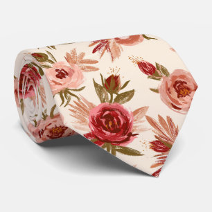 Rose Print Boyfriend Vineyard Wedding Neck Tie