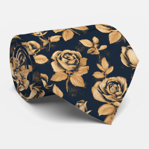 Rose Print Bride Father Destination Wedding Neck Tie