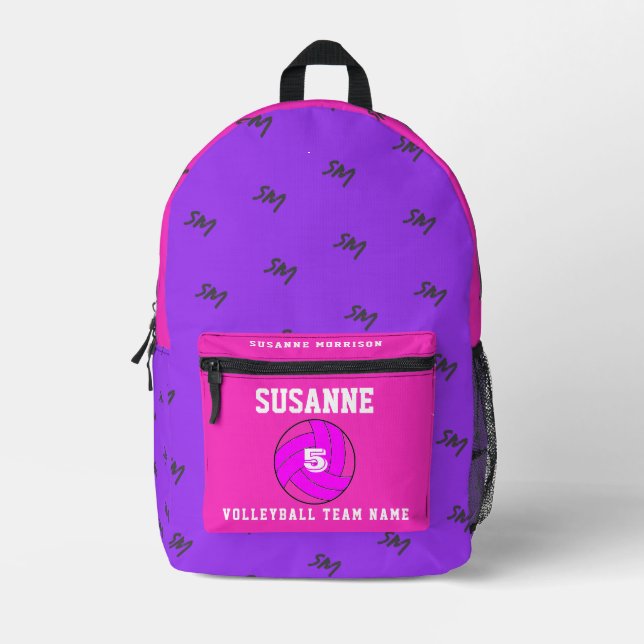 rose Print Cut Sew Bag volleyball fuchsia girls  (Front)