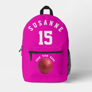 Rose Print Cut Sew soccer sport Girls pink school Printed Backpack
