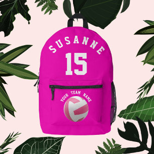 Rose Print Cut Sew  Volleyball Girls bag Fuchsia