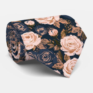 Rose Print Engagement Autumn Wedding Neck Tie