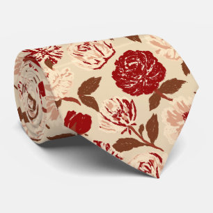 Rose Print Father Groom Corporate Neck Tie