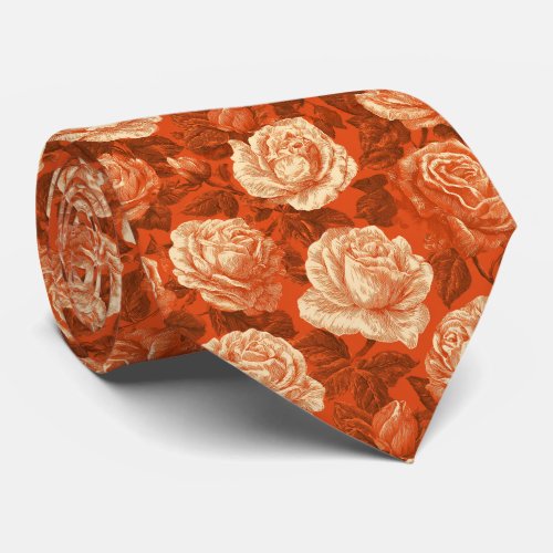 Rose Print Groomsman Corporate Neck Tie